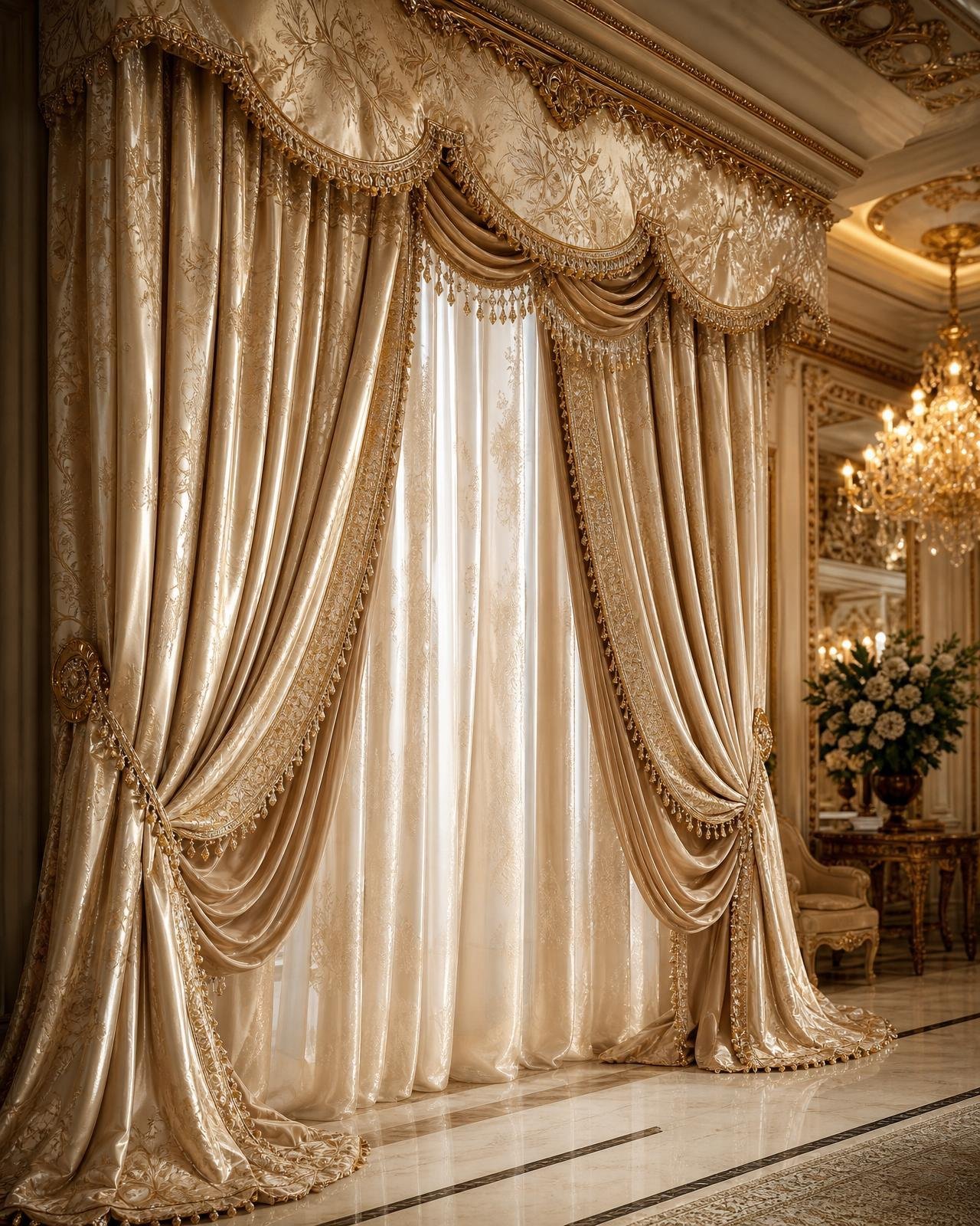 Bespoke drapery in a Dubai penthouse by Casavera